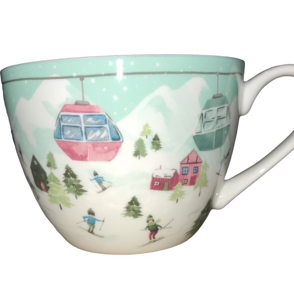 Portobello Christmas Holiday Mug Winter Skiing Scene England 20 oz. - Picture 2 of 7
